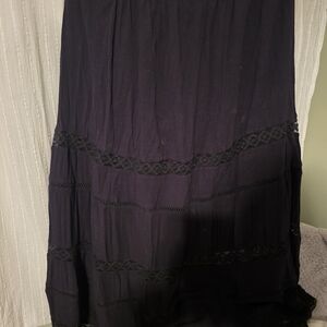 Hollister Black Maxi Skirt with Lace Detail